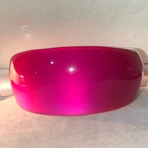 Vtg Sparkly Hot Pink Lucite Bangle Bracelet Moon Glow Neon Magenta Fuchsia 80s